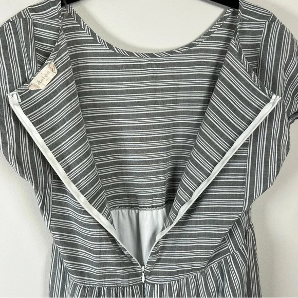 Altar'd State Women's Striped Mini Dress Gray Zip Cotton Short Sleeve Zip Medium - Picture 11 of 12